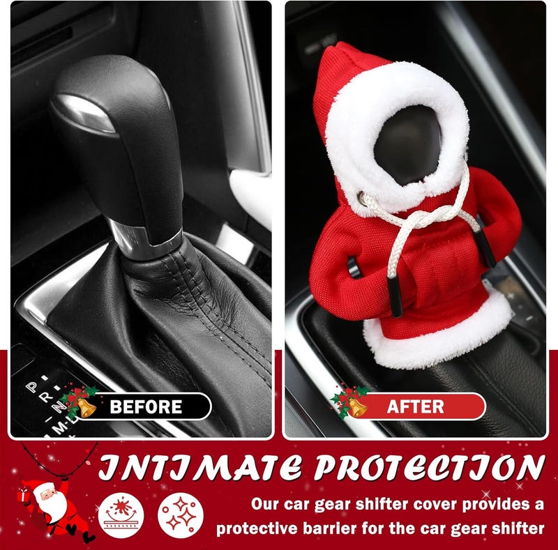 Figpade Christmas Hoodie Gear Shift Cover for Car,Cute Car Gear Shift Knob Cover as Christmas Cars Decoration to Protect Auto Shifter,Stylish Cars Gears Shifts Hoodie Vehicle Accessories (Christmas Red) - Image 4